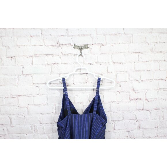 LL Bean Shaping Swimwear Tankini Top Darkest Navy Cobalt Dot Stripe 22W - Picture 4 of 9